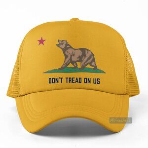 🆕Don't Tread On Us Bear Golden Yellow Foam Trucker Hat Mesh Snapback Cap
